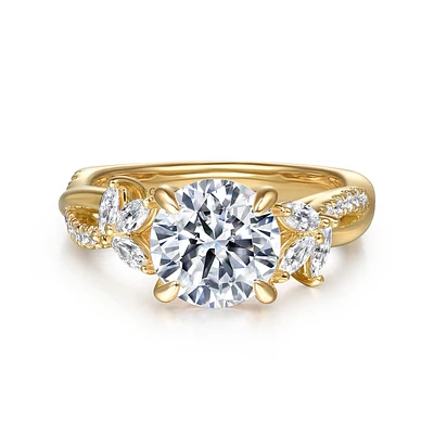 Gabriel & Co 8 Engagement Ring 14K Yellow Gold Floral Nouveau ER16196R8Y44JJ