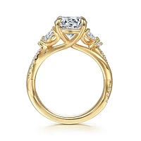 Gabriel & Co 8 Engagement Ring 14K Yellow Gold Floral Nouveau ER16196R8Y44JJ
