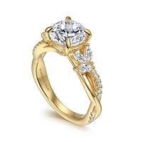 Gabriel & Co 8 Engagement Ring 14K Yellow Gold Floral Nouveau ER16196R8Y44JJ