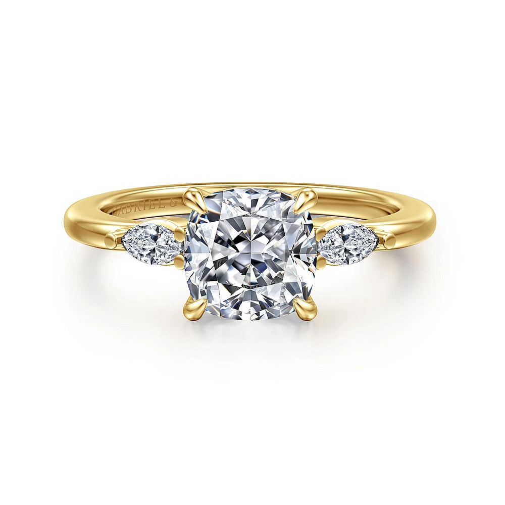 Gabriel & Co 7X7 Engagement Ring 14K Yellow Gold Classic ER16198C8Y43JJ