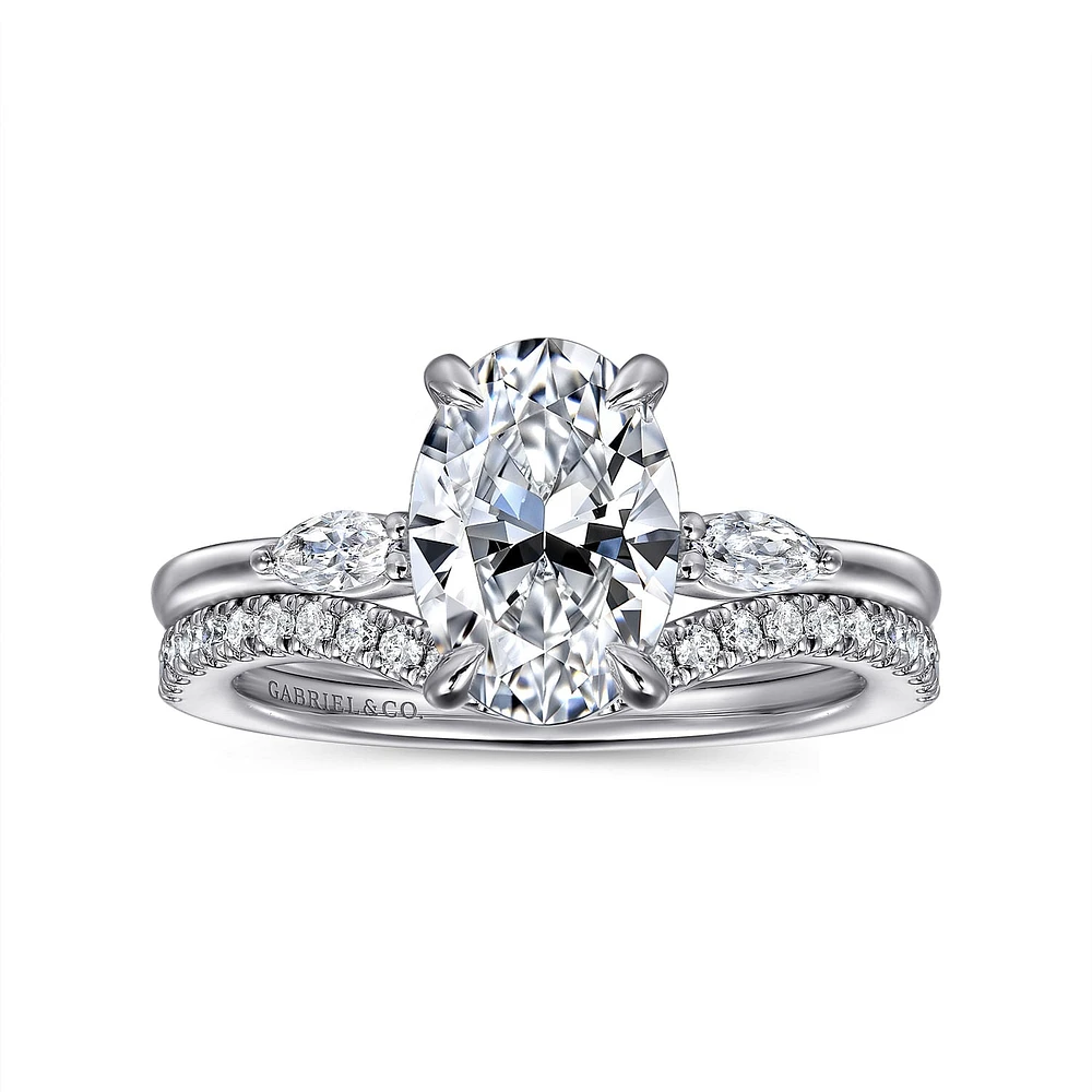 Gabriel & Co 9X6 Engagement Ring 14K White Gold Classic ER16198O6W43JJ