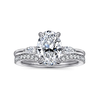 Gabriel & Co 9X6 Engagement Ring 14K White Gold Classic ER16198O6W43JJ