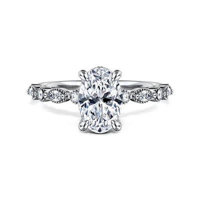 Gabriel & Co 9x6 Engagement Ring 14K White Gold Victorian ER16233O6W44JJ