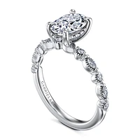 Gabriel & Co 9x6 Engagement Ring 14K White Gold Victorian ER16233O6W44JJ