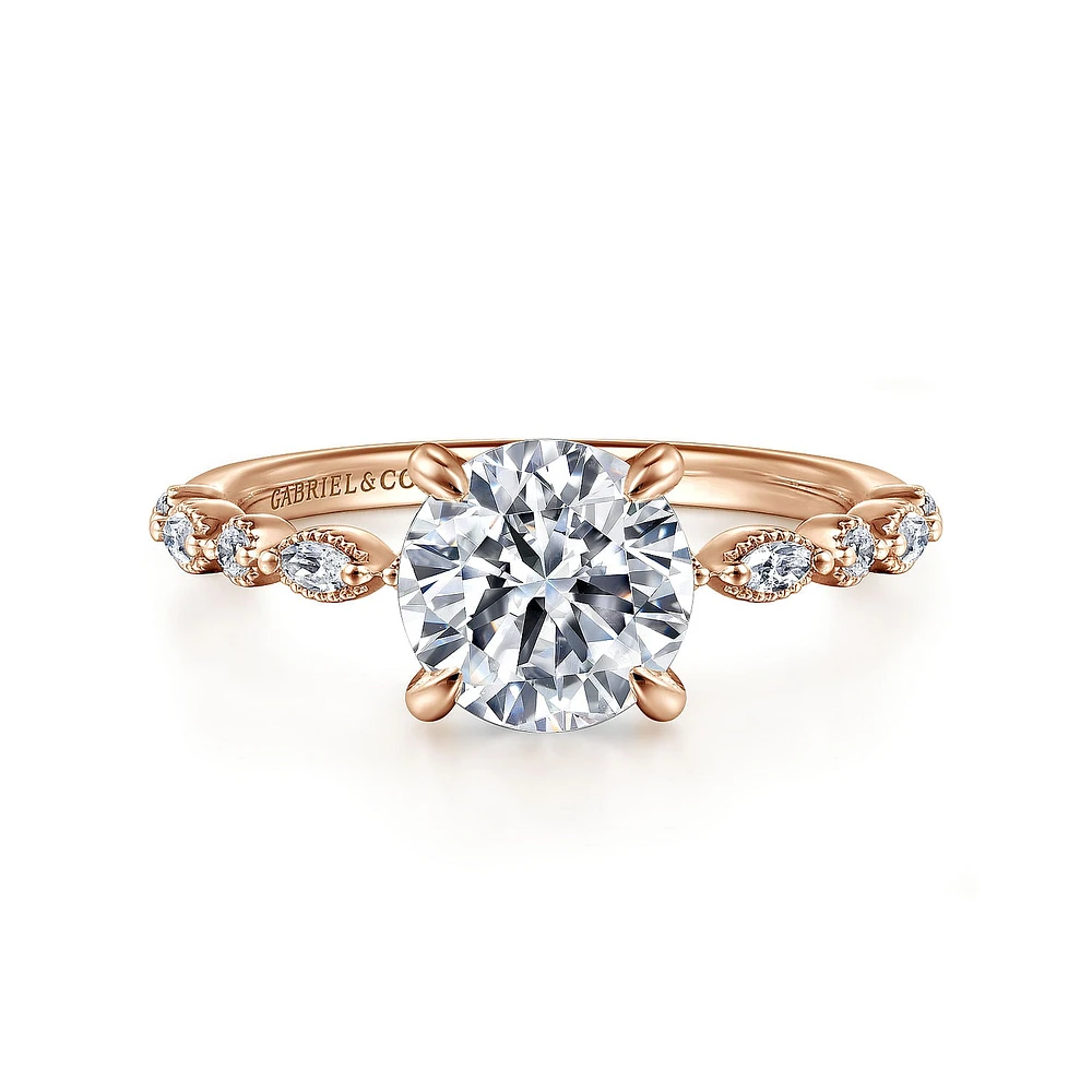 Gabriel & Co 7.4 Engagement Ring 14K Rose Gold Victorian ER16233R6K44JJ