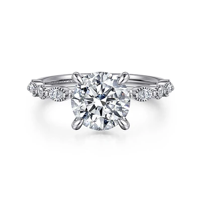 Gabriel & Co 8 Engagement Ring 14K White Gold Victorian ER16233R8W44JJ