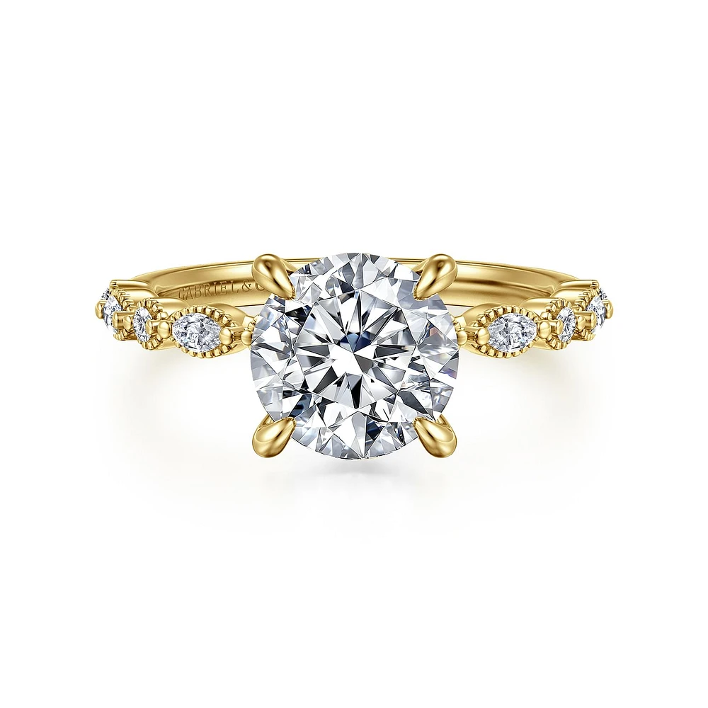 Gabriel & Co 8 Engagement Ring 14K Yellow Gold Victorian ER16233R8Y44JJ