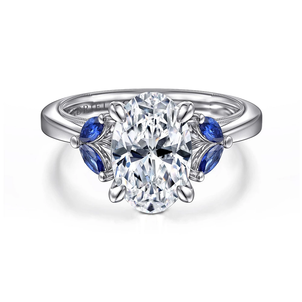 Gabriel & Co 11X7.2 Engagement Ring 14K White Gold Contemporary ER16244O10W44SA