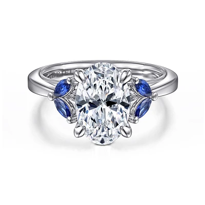 Gabriel & Co 11X7.2 Engagement Ring 14K White Gold Contemporary ER16244O10W44SA
