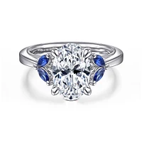 Gabriel & Co 11X7.2 Engagement Ring 14K White Gold Contemporary ER16244O10W44SA