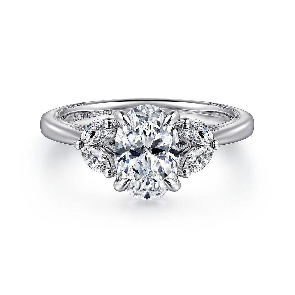 Gabriel & Co 9.0X6.0 Engagement Ring 14K White Gold Contemporary ER16244O6W44JJ