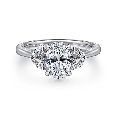Gabriel & Co 9.0X6.0 Engagement Ring 14K White Gold Contemporary ER16244O6W44JJ