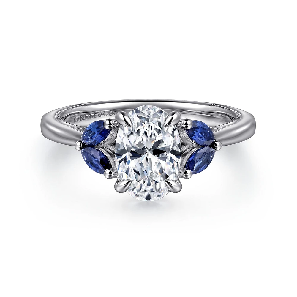 Gabriel & Co 9.0X6.0 Engagement Ring 14K White Gold Contemporary ER16244O6W44SA
