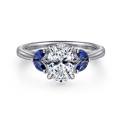 Gabriel & Co 9.0X6.0 Engagement Ring 14K White Gold Contemporary ER16244O6W44SA