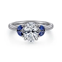 Gabriel & Co 9.0X6.0 Engagement Ring 14K White Gold Contemporary ER16244O6W44SA