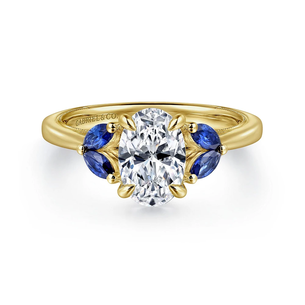 Gabriel & Co 9.0X6.0 Engagement Ring 14K Yellow Gold Contemporary ER16244O6Y44SA