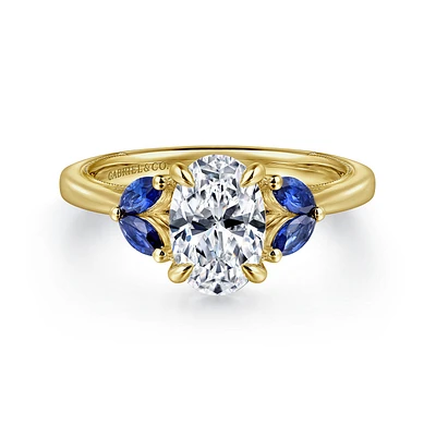 Gabriel & Co 9.0X6.0 Engagement Ring 14K Yellow Gold Contemporary ER16244O6Y44SA