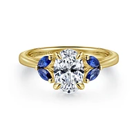 Gabriel & Co 9.0X6.0 Engagement Ring 14K Yellow Gold Contemporary ER16244O6Y44SA