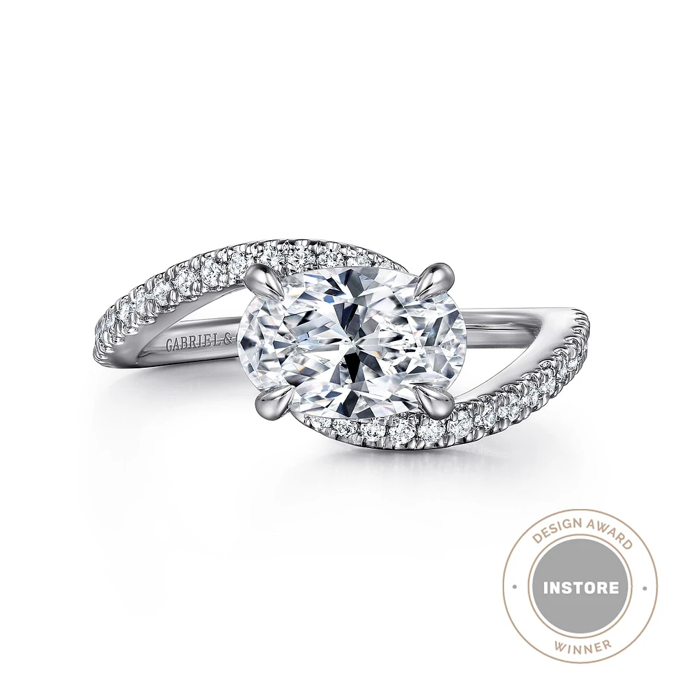 Gabriel & Co 9.0X6.0 Engagement Ring 14K White Gold Contemporary ER16278O6W44JJ