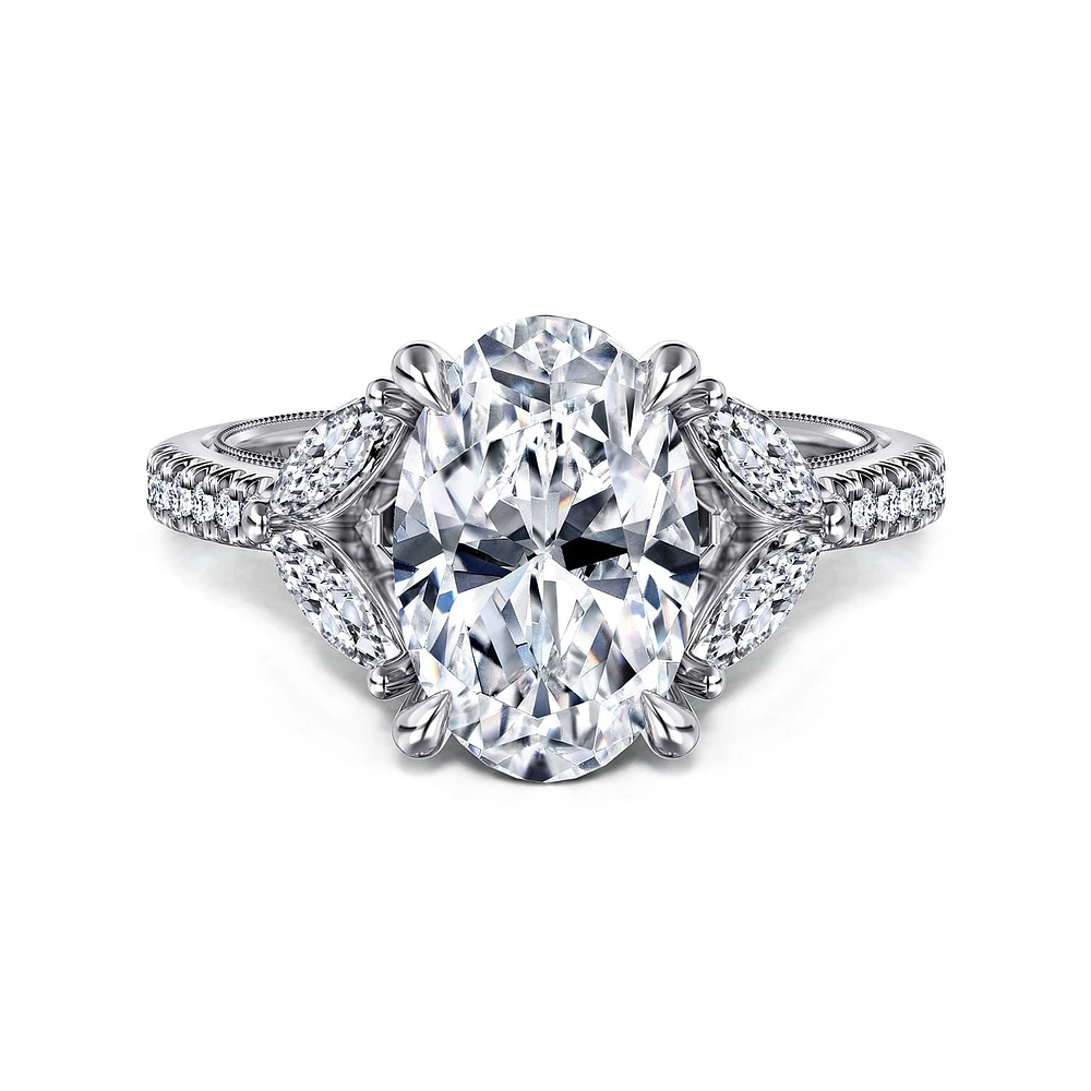 Gabriel & Co 11.5X7.5 Engagement Ring 14K White Gold Contemporary ER16281O12W44JJ