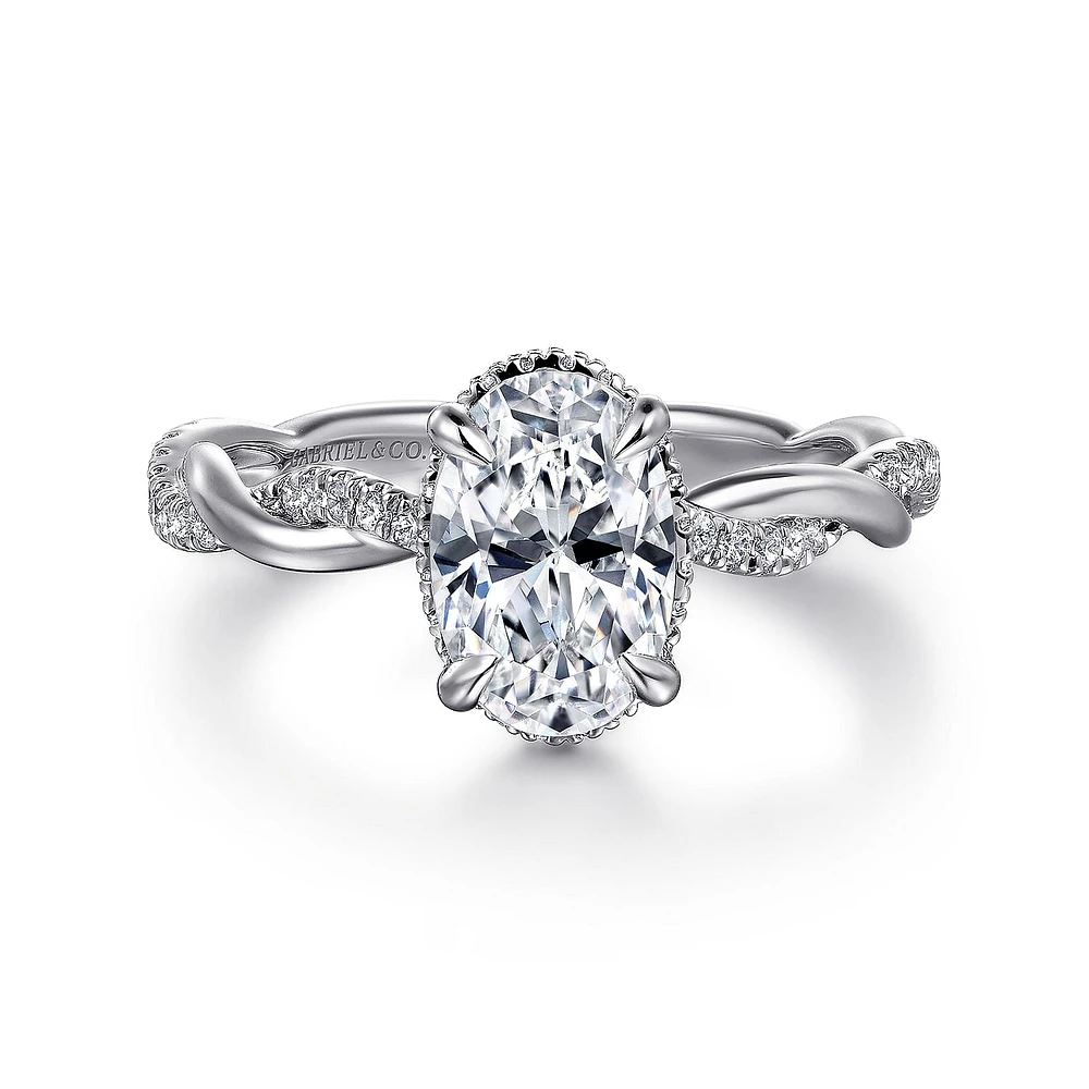 Gabriel & Co 9.0X6.0 Engagement Ring 14K White Gold Contemporary ER16357O6W44JJ