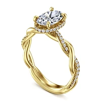 Gabriel & Co 9.0X6.0 Engagement Ring 14K Yellow Gold Contemporary ER16357O6Y44JJ