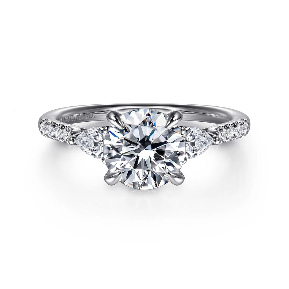 Gabriel & Co 7.4 Engagement Ring 14K White Gold Lotus ER16486R6W44JJ