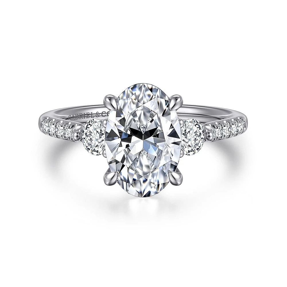 Gabriel & Co 10.5X7 Engagement Ring 14K White Gold Lotus ER16487O8W44JJ