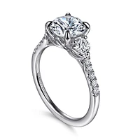 Gabriel & Co 7.4 Engagement Ring 14K White Gold Lotus ER16487R6W44JJ