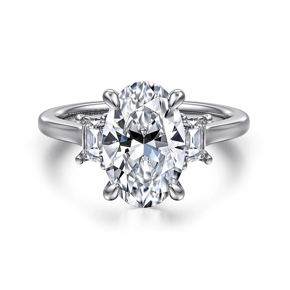 Gabriel & Co 11.5X7.5 Engagement Ring 14K White Gold Lotus ER16489O12W43JJ
