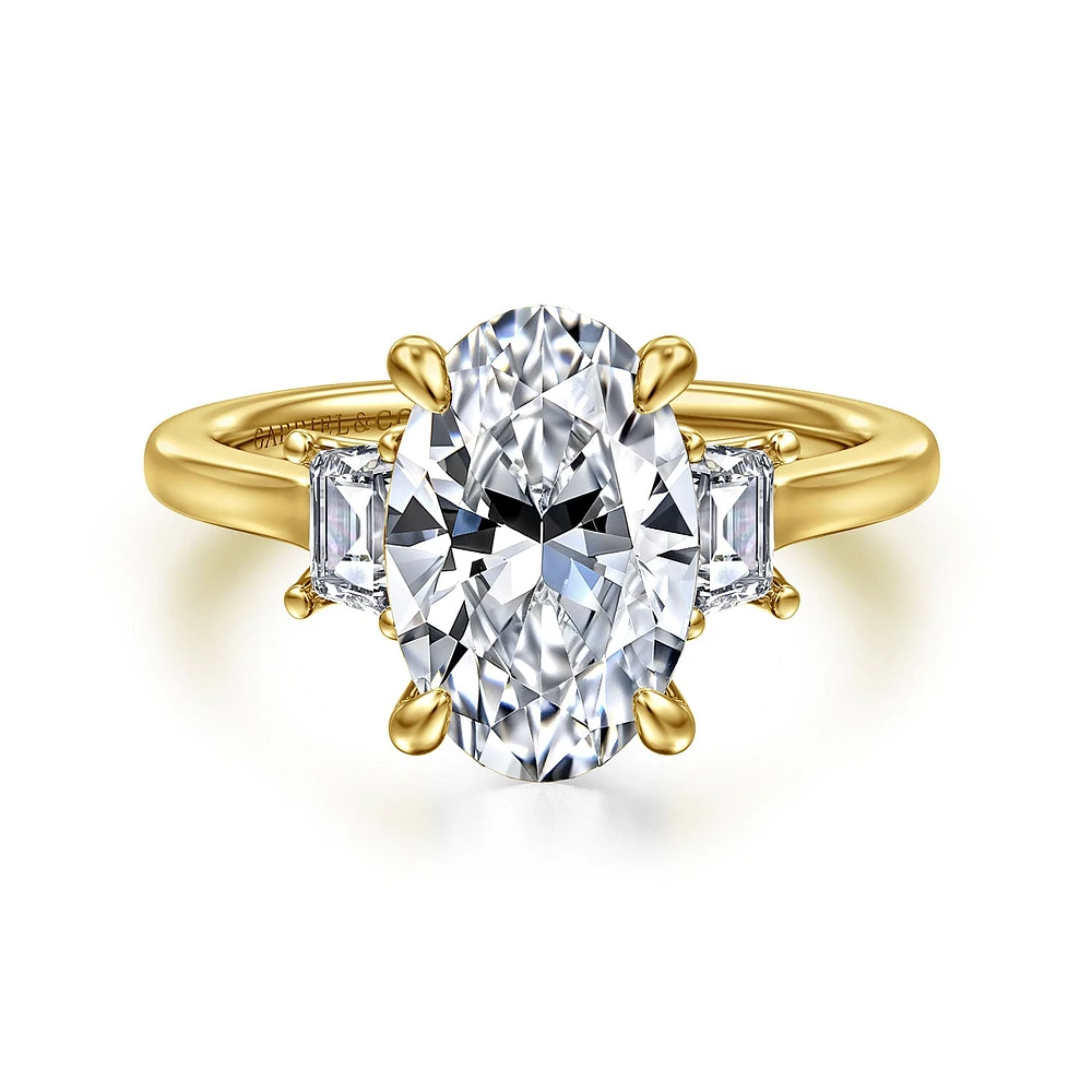 Gabriel & Co 11.5X7.5 Engagement Ring 14K Yellow Gold Lotus ER16489O12Y43JJ