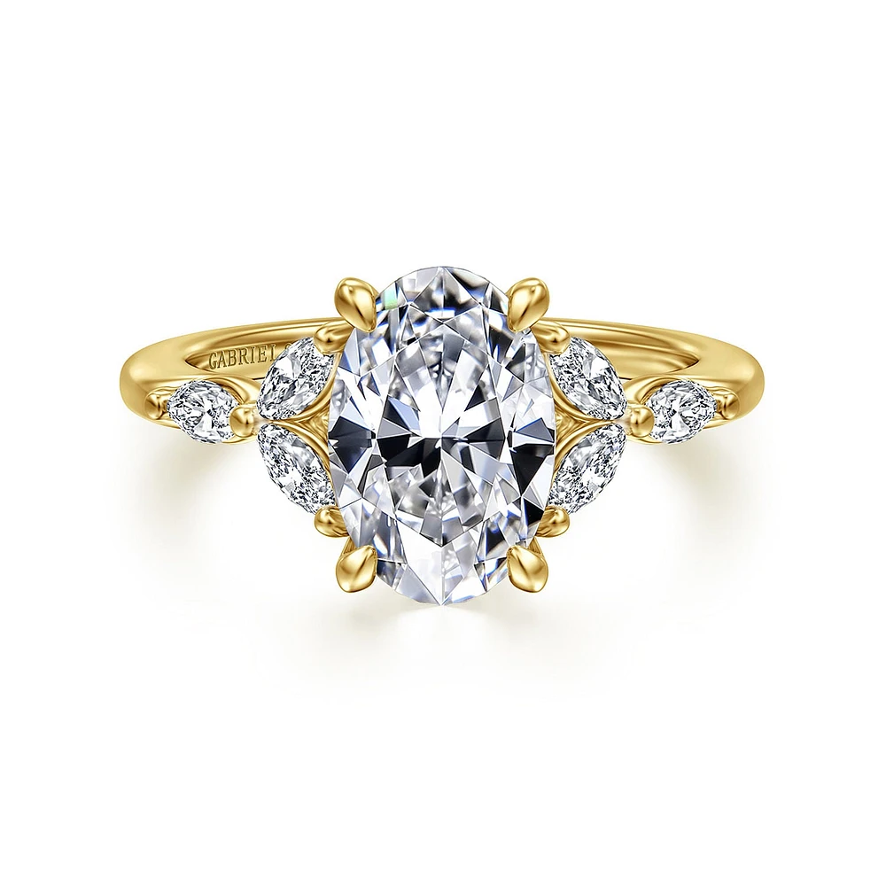 Gabriel & Co 10.5X7 Engagement Ring 14K Yellow Gold Floral Nouveau ER16495O8Y43JJ