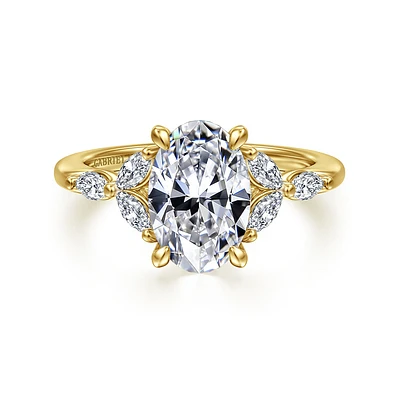 Gabriel & Co 10.5X7 Engagement Ring 14K Yellow Gold Floral Nouveau ER16495O8Y43JJ
