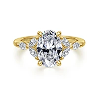 Gabriel & Co 10.5X7 Engagement Ring 14K Yellow Gold Floral Nouveau ER16495O8Y43JJ