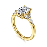 Gabriel & Co 10.5X7 Engagement Ring 14K Yellow Gold Floral Nouveau ER16495O8Y43JJ