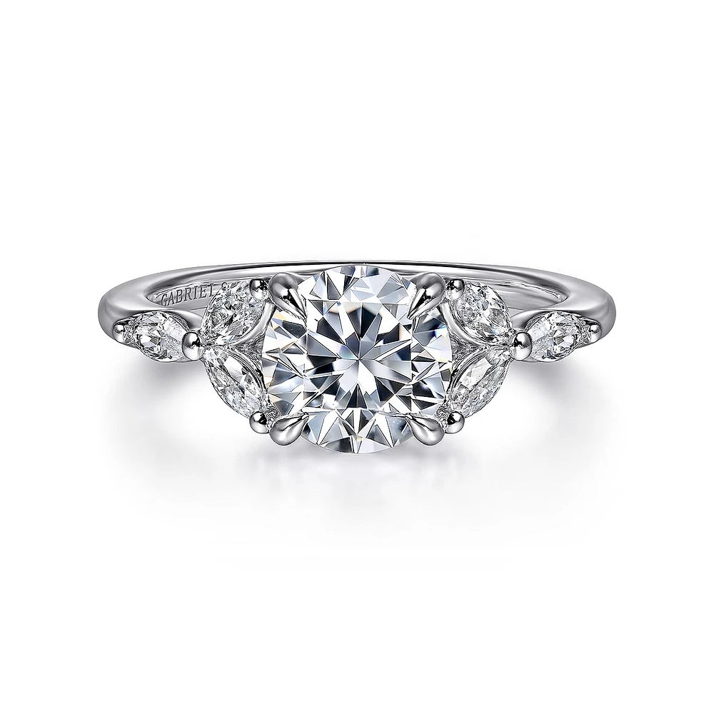 Gabriel & Co 7.4 Engagement Ring 14K White Gold Floral Nouveau ER16495R6W43JJ