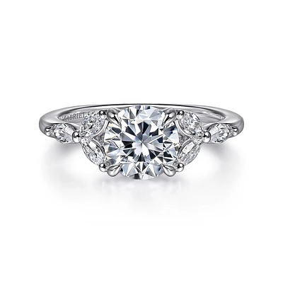 Gabriel & Co 7.4 Engagement Ring 14K White Gold Floral Nouveau ER16495R6W43JJ