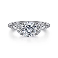 Gabriel & Co 7.4 Engagement Ring 14K White Gold Floral Nouveau ER16495R6W43JJ