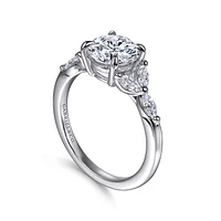 Gabriel & Co 7.4 Engagement Ring 14K White Gold Floral Nouveau ER16495R6W43JJ