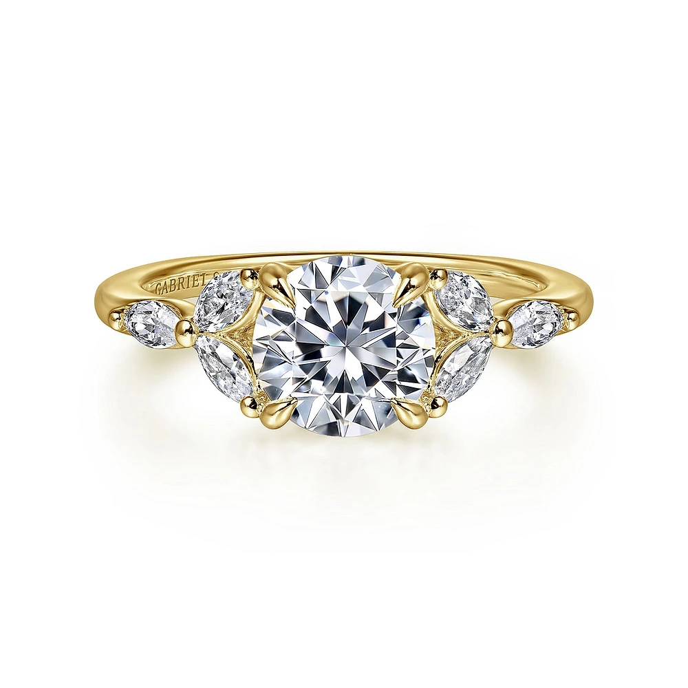 Gabriel & Co 7.4 Engagement Ring 14K Yellow Gold Floral Nouveau ER16495R6Y43JJ