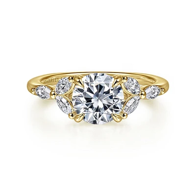Gabriel & Co 7.4 Engagement Ring 14K Yellow Gold Floral Nouveau ER16495R6Y43JJ