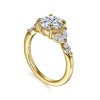 Gabriel & Co 7.4 Engagement Ring 14K Yellow Gold Floral Nouveau ER16495R6Y43JJ