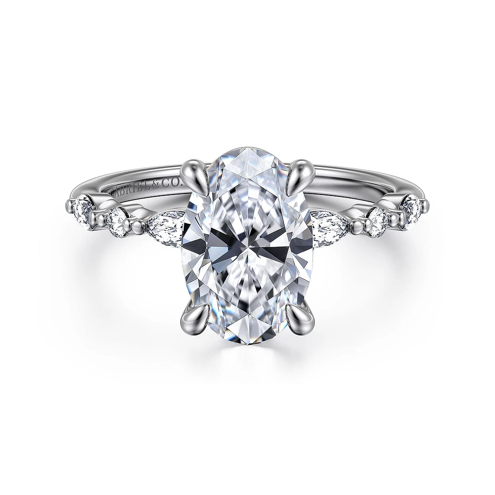 Gabriel & Co 10.5X7 Engagement Ring 14K White Gold Contemporary ER16497O8W44JJ
