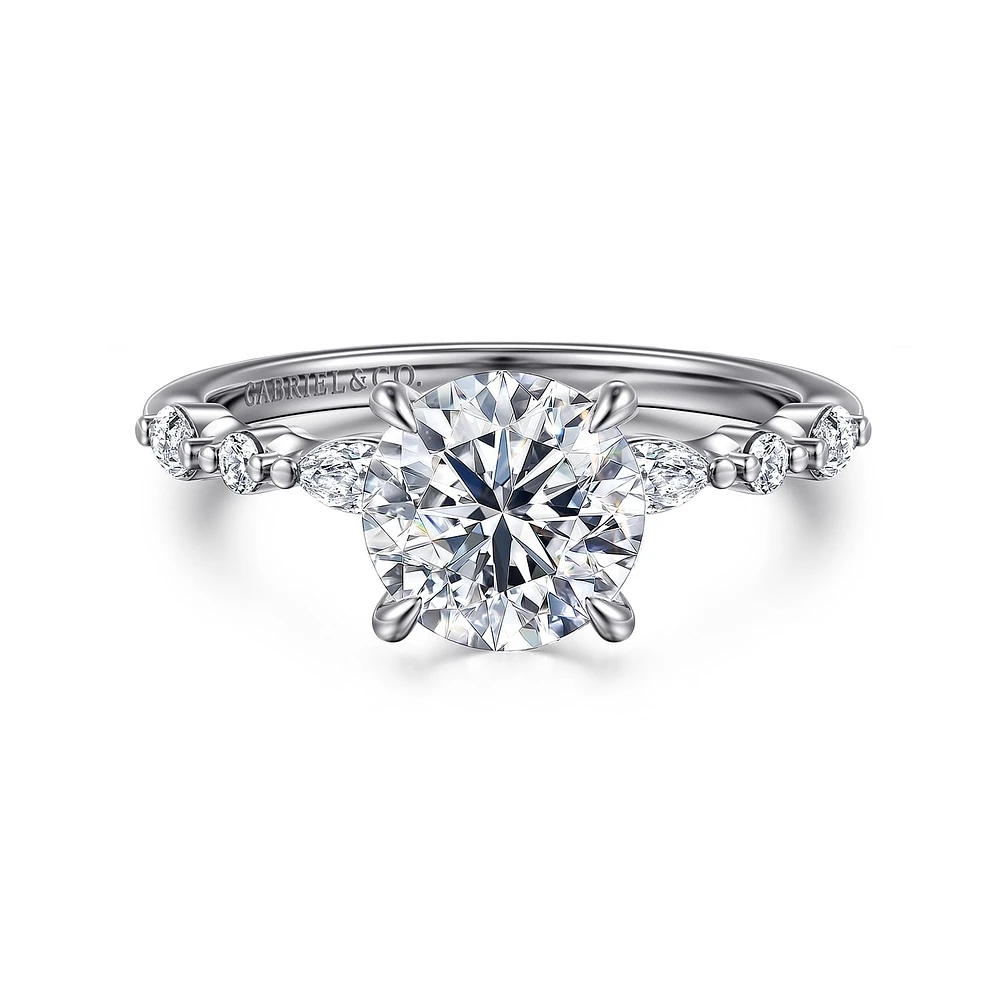 Gabriel & Co 7.4 Engagement Ring 14K White Gold Contemporary ER16497R6W44JJ