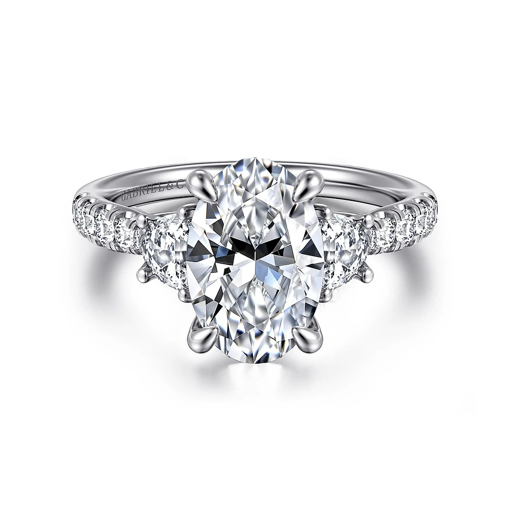 Gabriel & Co 11X7.2 Engagement Ring 14K White Gold Lotus ER16507O10W44JJ