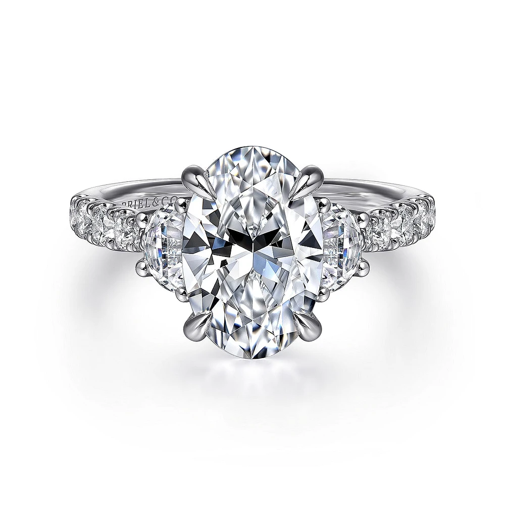 Gabriel & Co 10.5X7 Engagement Ring 14K White Gold Lotus ER16507O8W44JJ