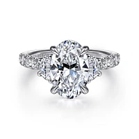 Gabriel & Co 10.5X7 Engagement Ring 14K White Gold Lotus ER16507O8W44JJ