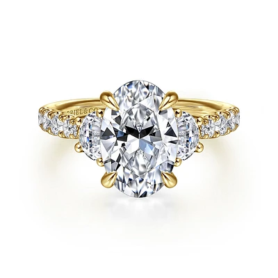 Gabriel & Co 10.5X7 Engagement Ring 14K Yellow Gold Lotus ER16507O8Y44JJ