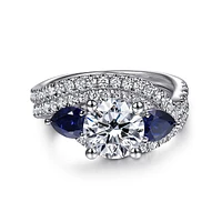 Gabriel & Co 7.4 Engagement Ring 14K White Gold Contemporary ER16510R6W44SA