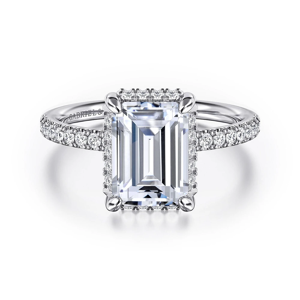 Gabriel & Co 9X6.5 Engagement Ring 14K White Gold Contemporary ER16566E10W44JJ